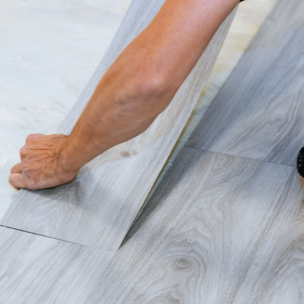 Grey Wood-Effect Flooring Installation