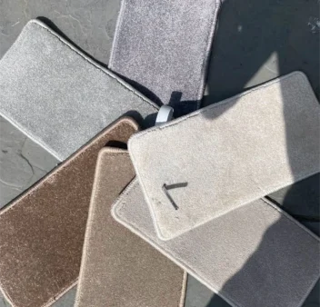 Neutral carpet samples in grey, beige and brown shades